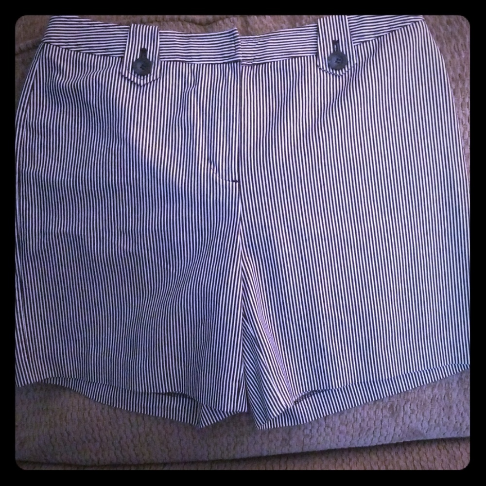 Charcoal grey and white striped shorts